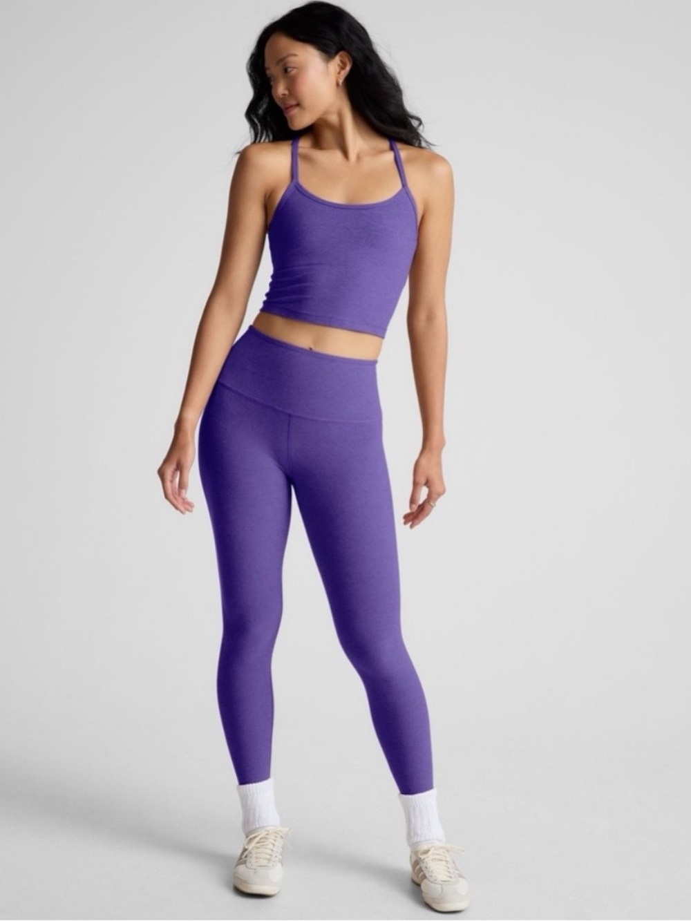 π Beyond Yoga Spacedye Cropped Tank + Legging Set in Ultra Violet Heather, Small - Picture 4 of 4